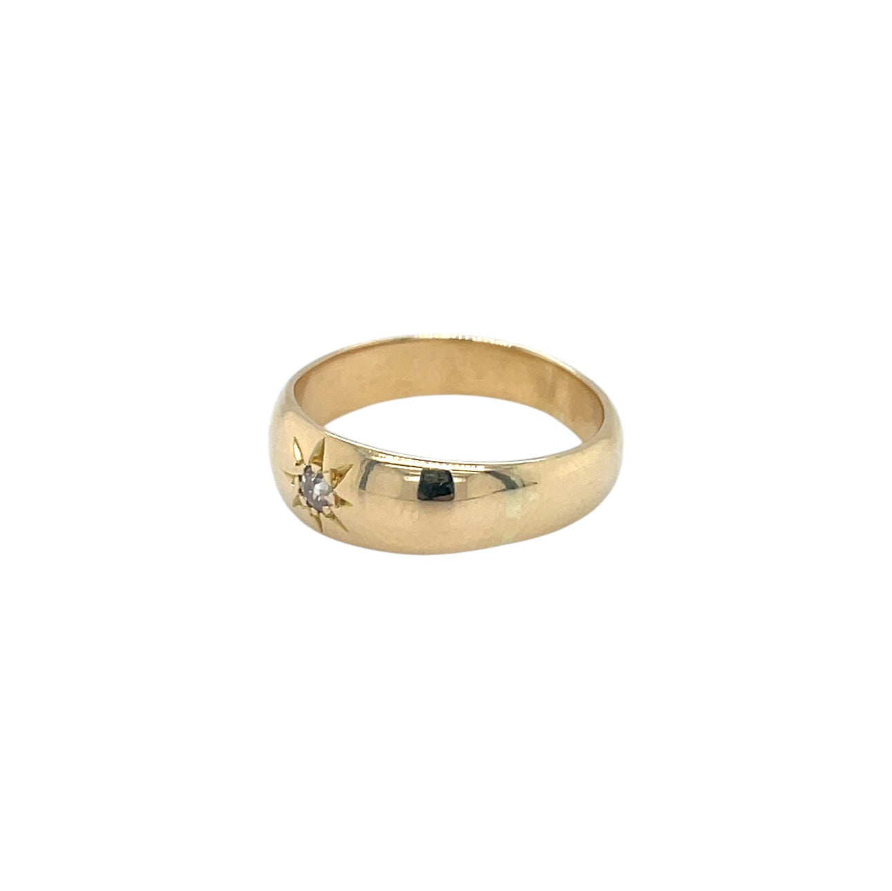 18ct Yellow Gold Old Cut Diamond Gypsy Ring (K)