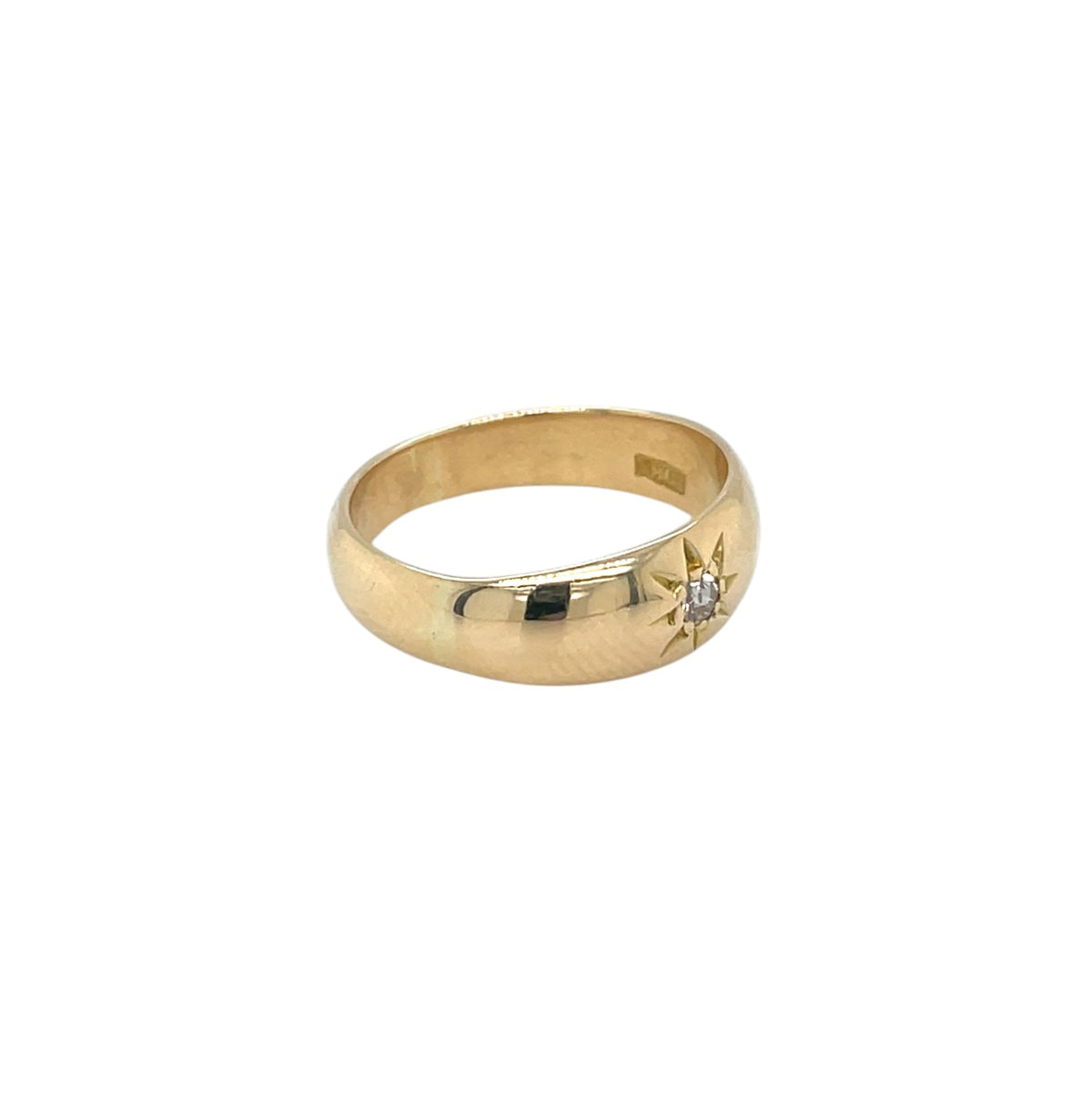 18ct Yellow Gold Old Cut Diamond Gypsy Ring (K)