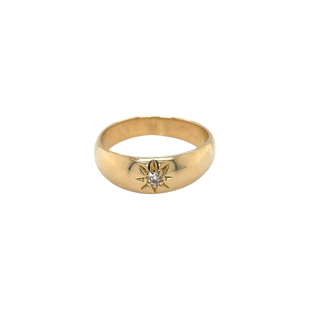 18ct Yellow Gold Old Cut Diamond Gypsy Ring (K)