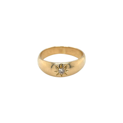 18ct Yellow Gold Old Cut Diamond Gypsy Ring (K)