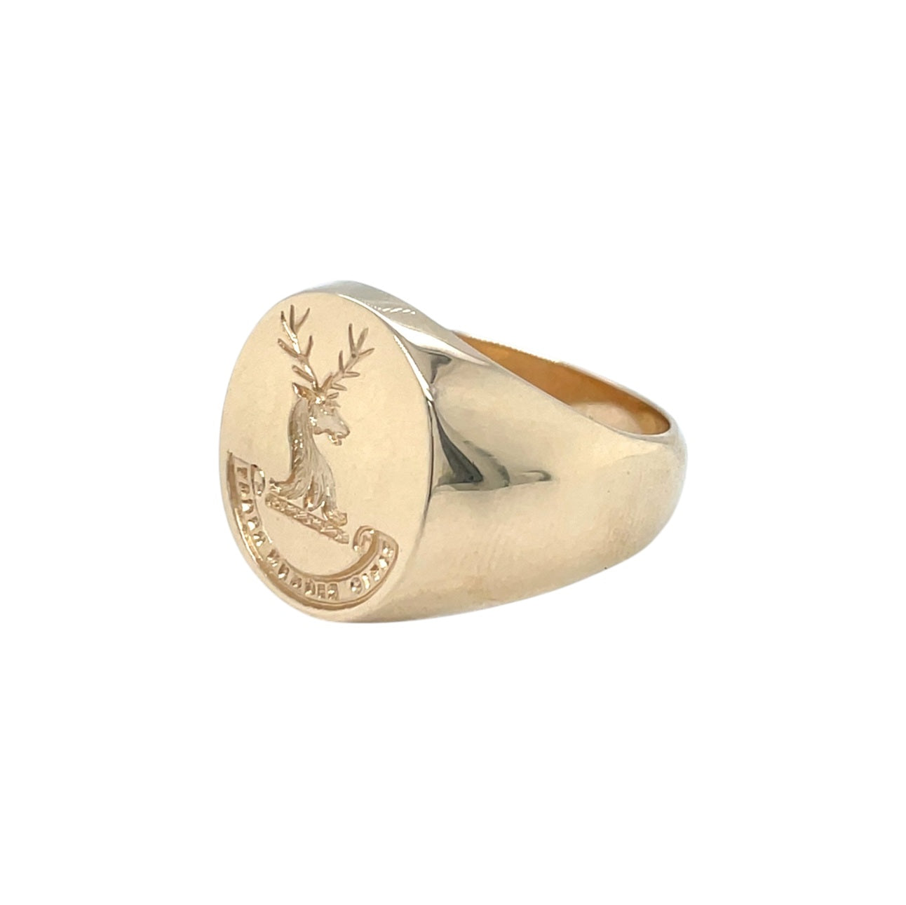 9ct Yellow Gold Hand Engraved Signet Ring (R1/2)