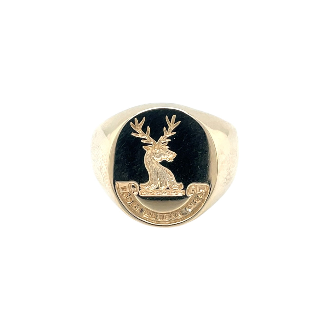 9ct Yellow Gold Hand Engraved Signet Ring (R1/2)