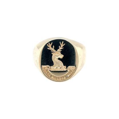 9ct Yellow Gold Hand Engraved Signet Ring (R1/2)