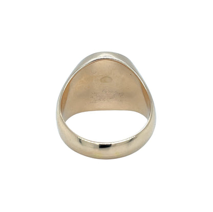 9ct Yellow Gold Hand Engraved Signet Ring (R1/2)