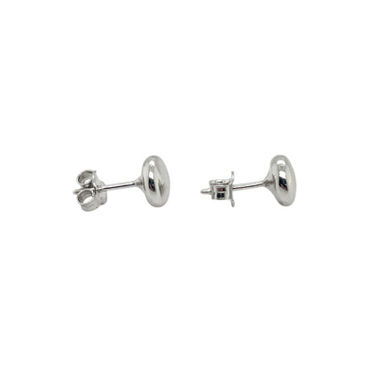 Silver Button Stud Earrings (7mm)