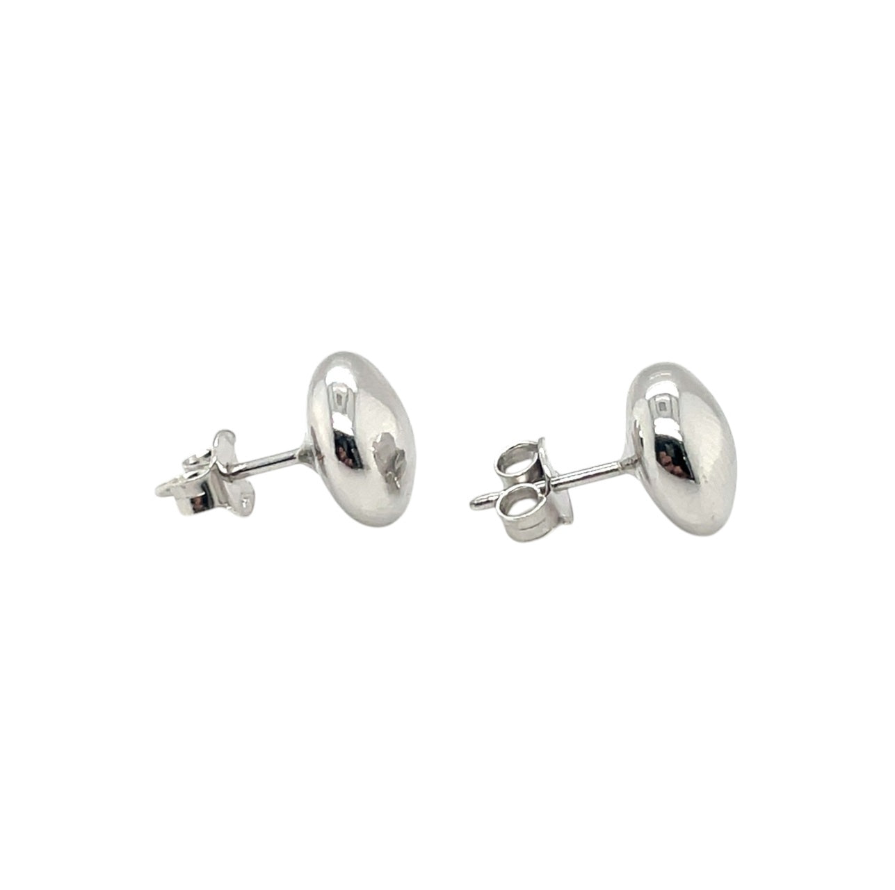 Silver Button Stud Earrings (10mm)