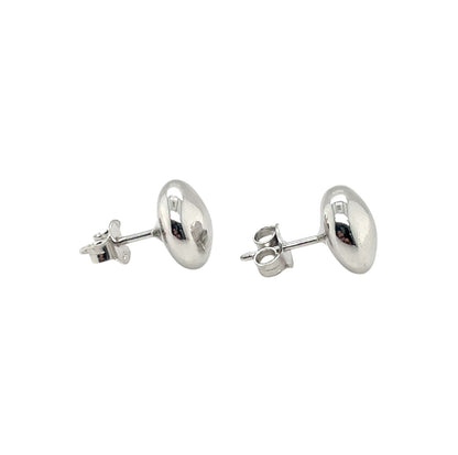 Silver Button Stud Earrings (10mm)