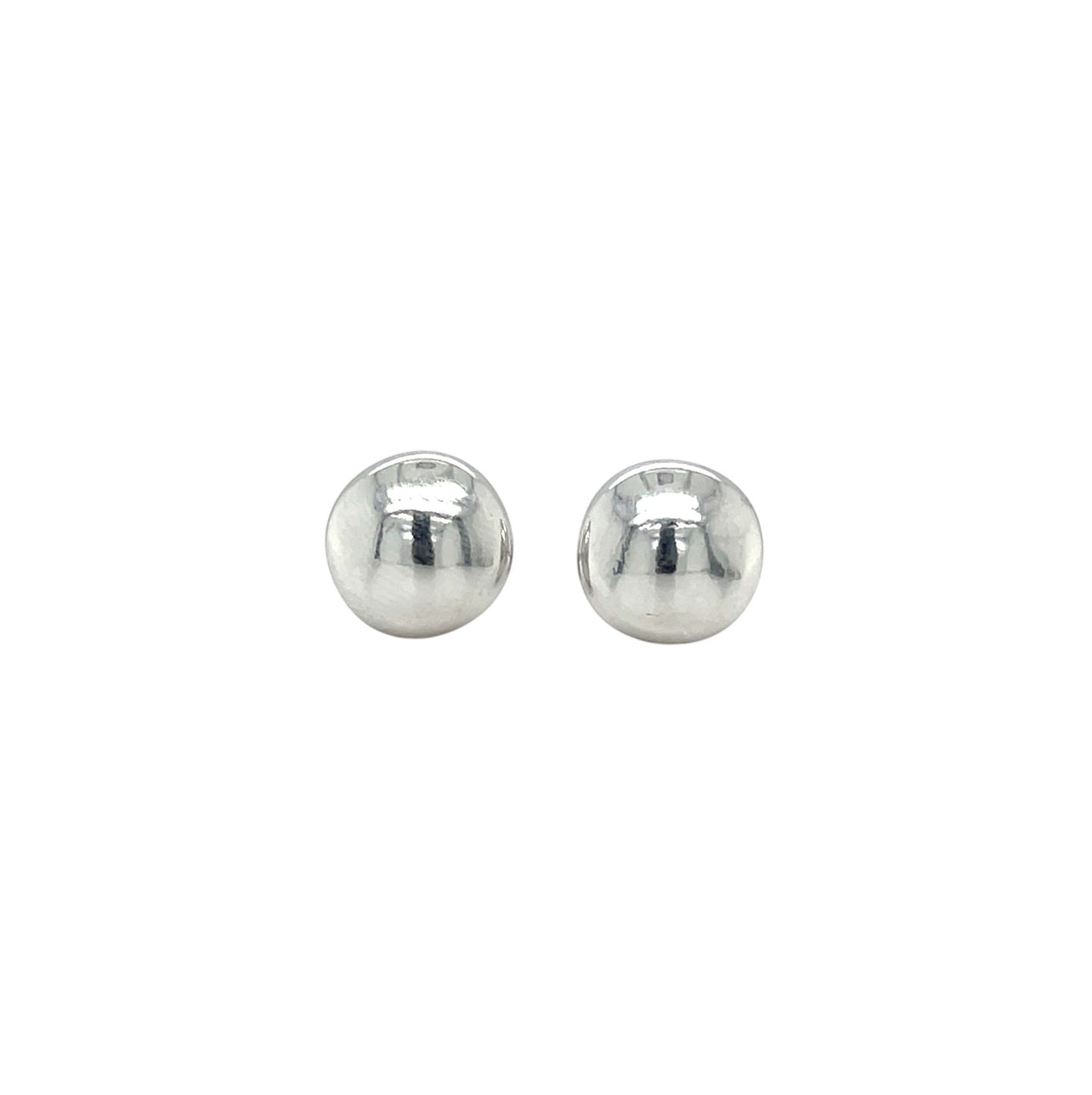 Silver Button Stud Earrings (10mm)