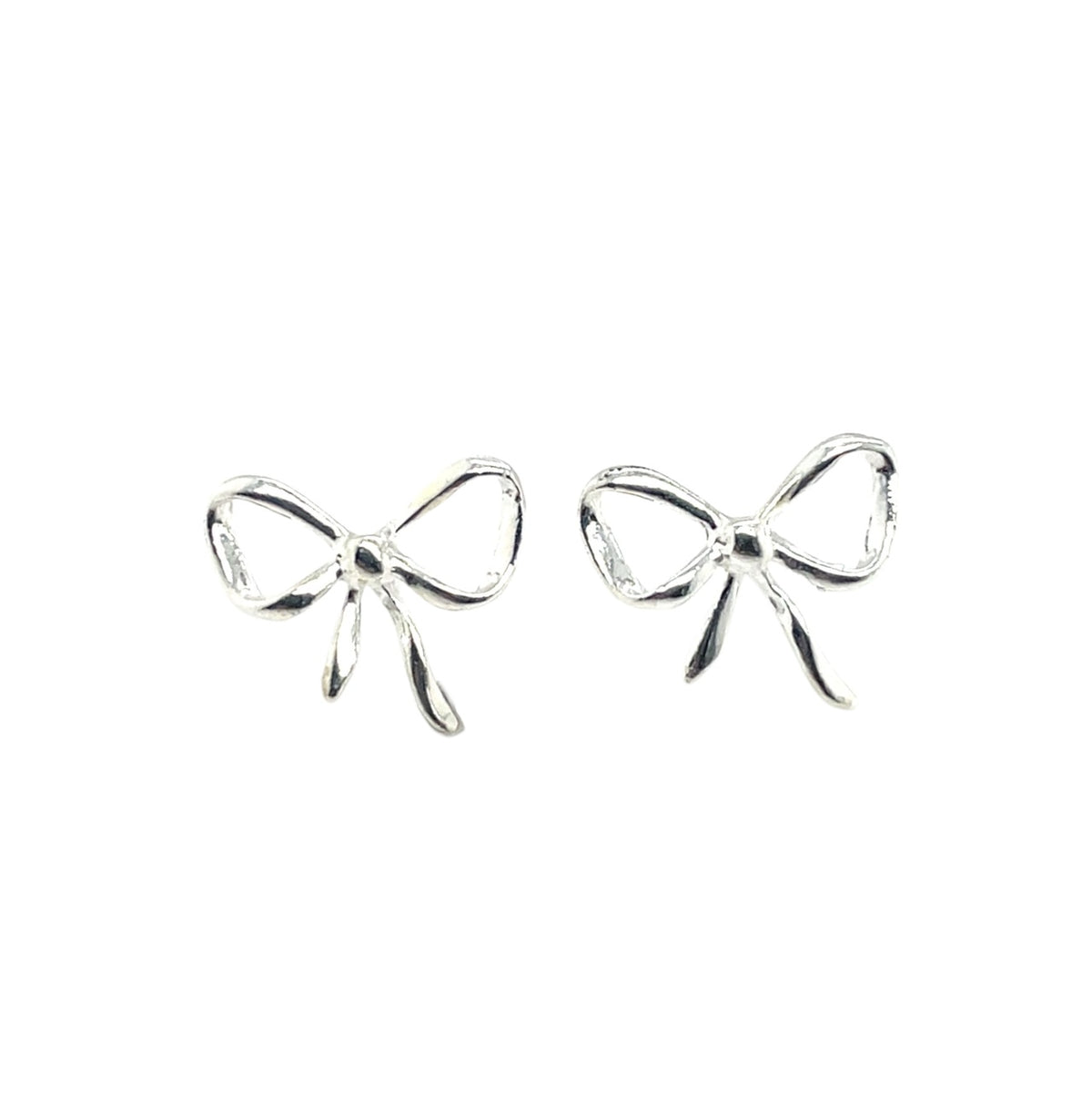 Silver Bow Stud Earrings