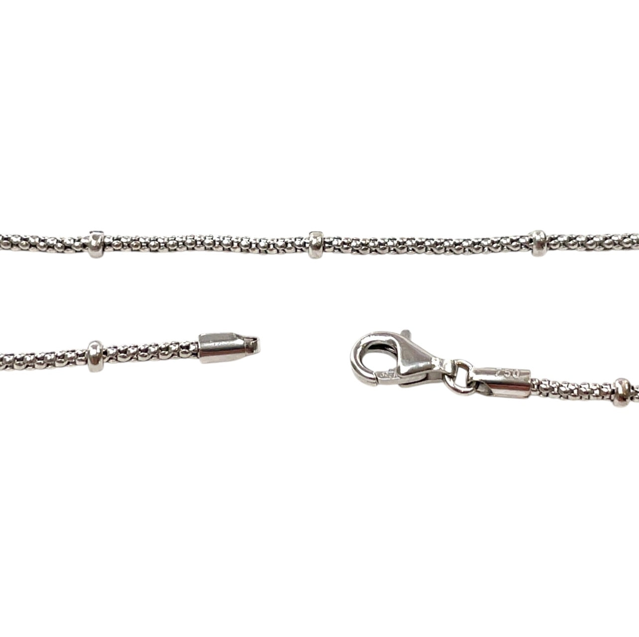 18ct White Gold Beaded Chain (17")