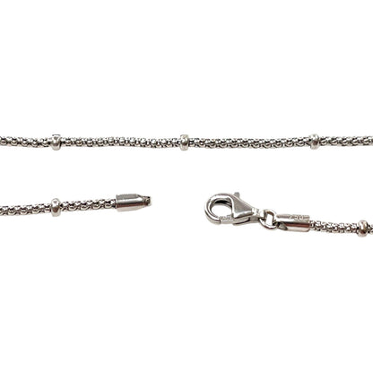 18ct White Gold Beaded Chain (17")