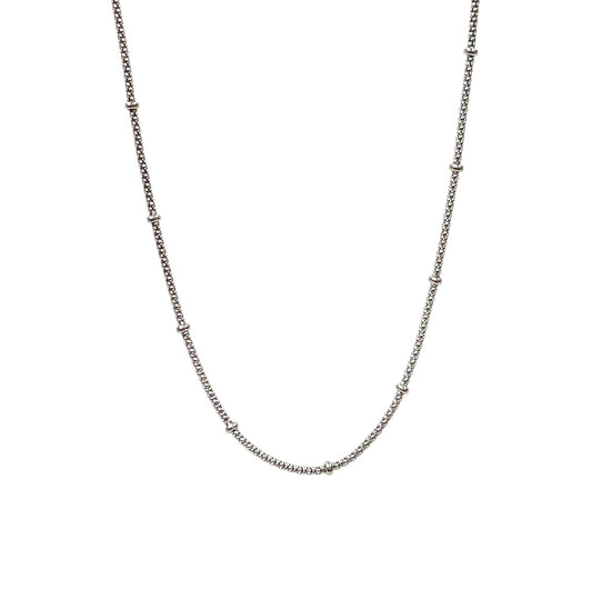 18ct White Gold Beaded Chain (17")