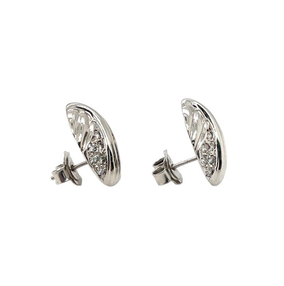 14ct White Gold Diamond Set Stud Earrings