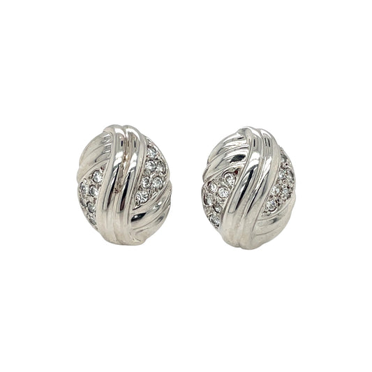 14ct White Gold Diamond Set Stud Earrings