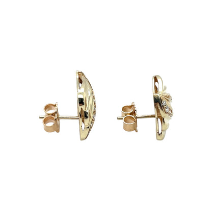 9ct Yellow Gold Diamond Set Stud Earrings