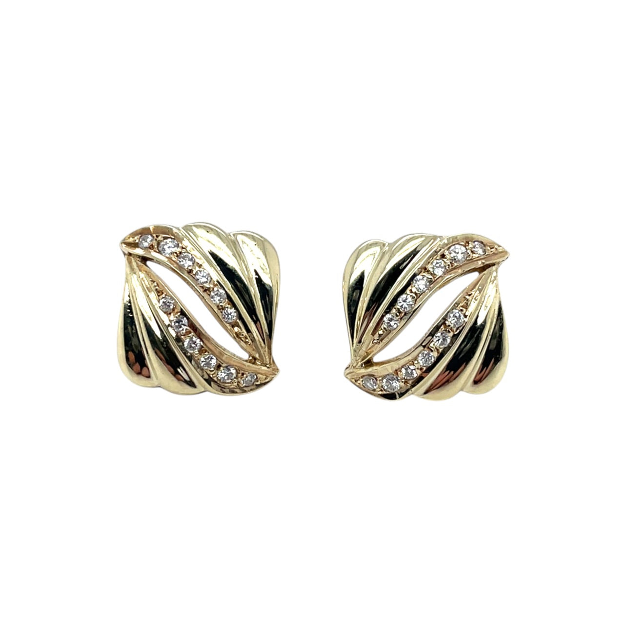 9ct Yellow Gold Diamond Set Stud Earrings