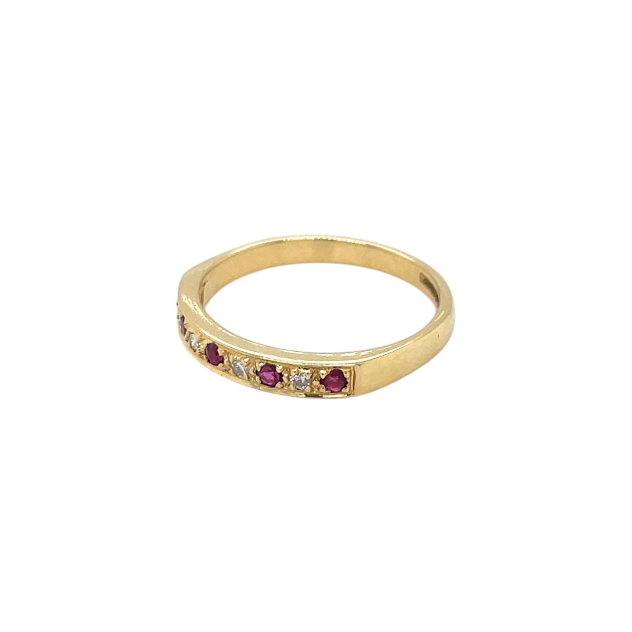 18ct Yellow Gold Ruby & Diamond Half-Set Eternity Ring (O1/2)