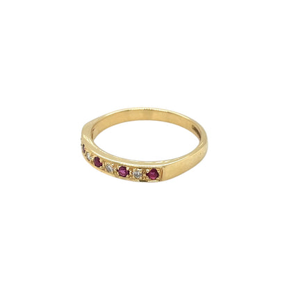 18ct Yellow Gold Ruby & Diamond Half-Set Eternity Ring (O1/2)