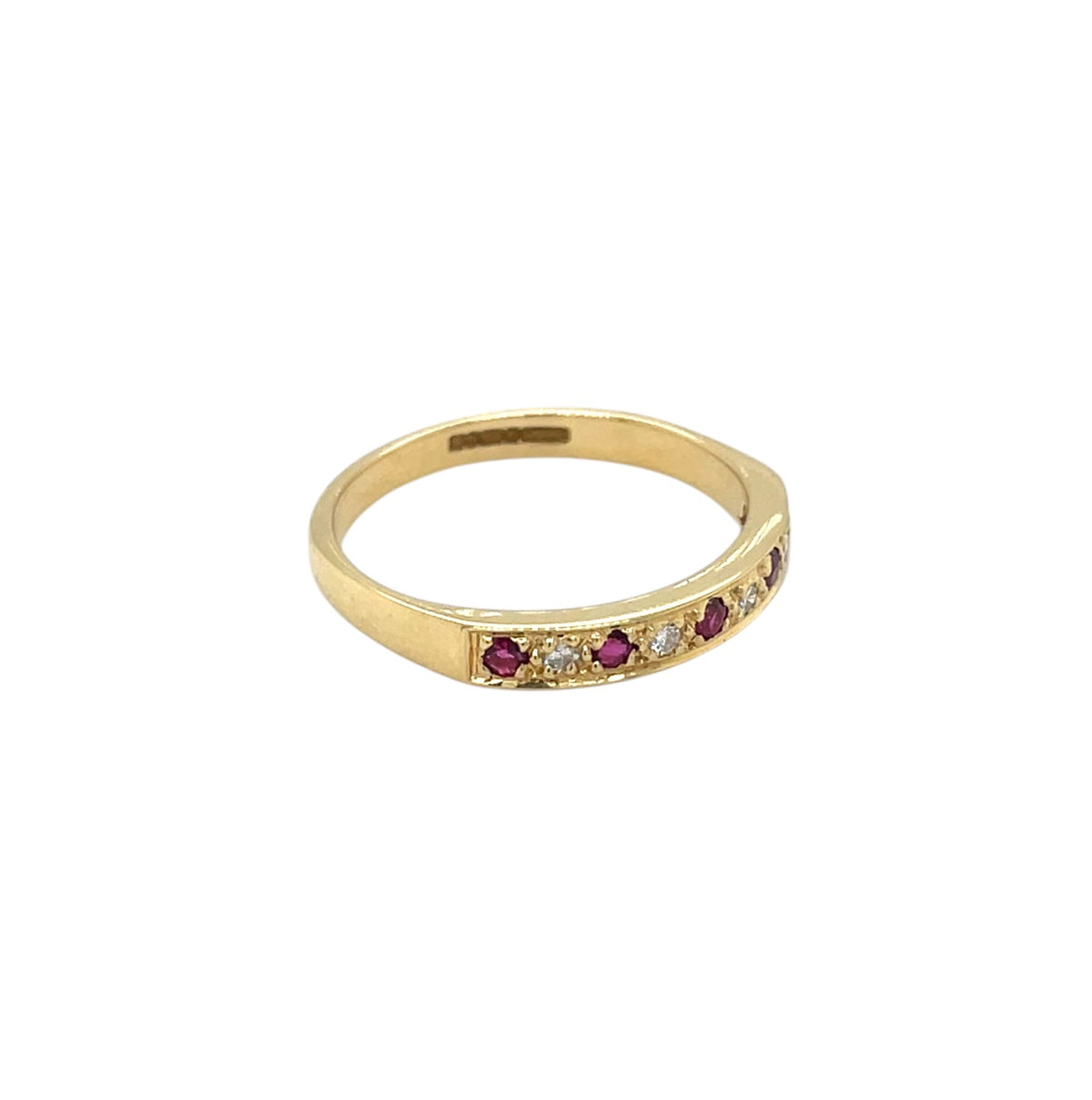 18ct Yellow Gold Ruby & Diamond Half-Set Eternity Ring (O1/2)