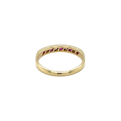 18ct Yellow Gold Ruby & Diamond Half-Set Eternity Ring (O1/2)