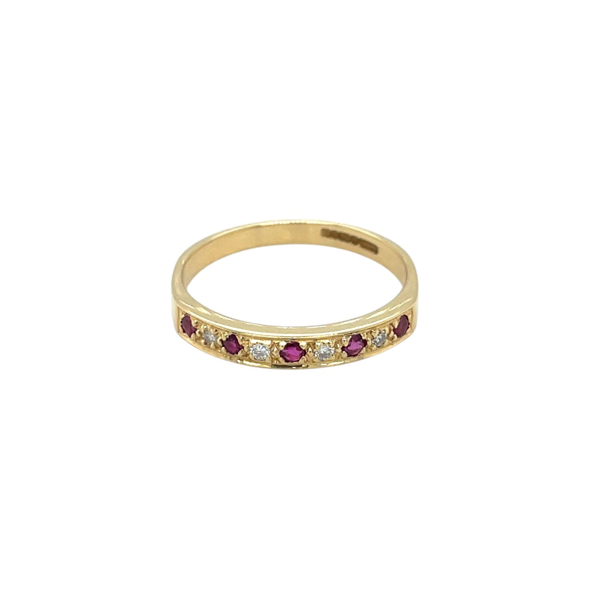 18ct Yellow Gold Ruby & Diamond Half-Set Eternity Ring (O1/2)