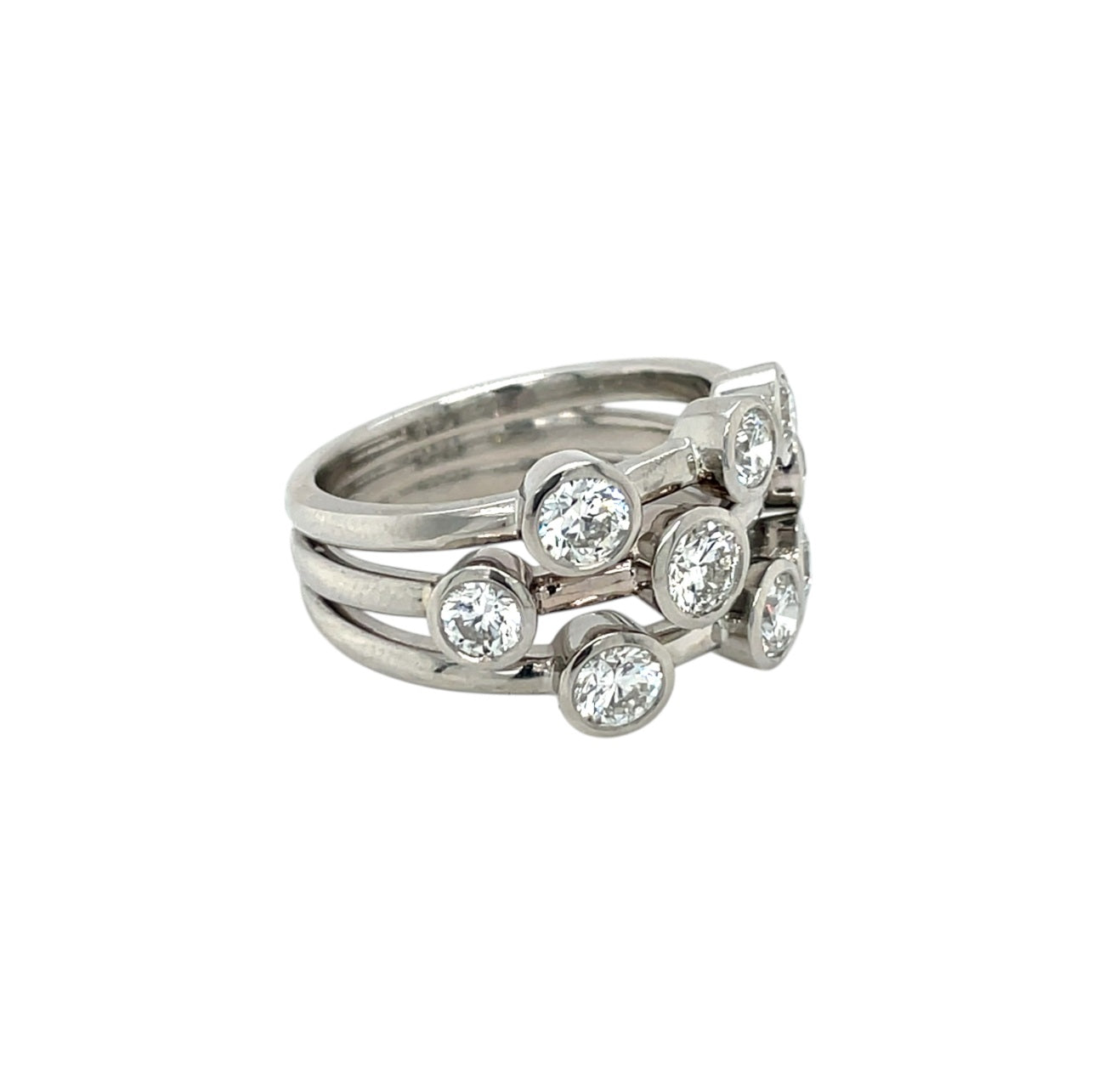 Platinum Bubble Diamond Ring (N)