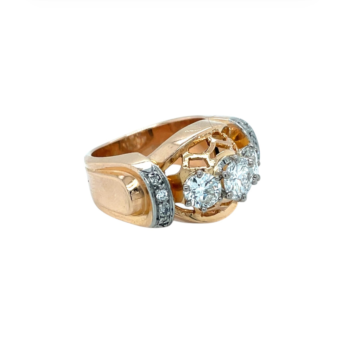 18ct Gold Diamond Three Stone Fancy Set Ring (J1/2)