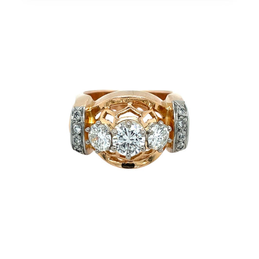 18ct Gold Diamond Three Stone Fancy Set Ring (J1/2)