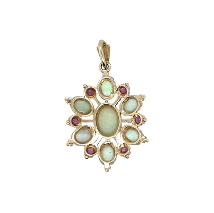 9ct Yellow Gold Opal & Ruby Pendant
