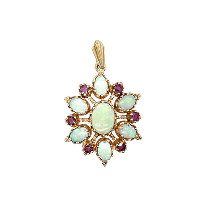 9ct Yellow Gold Opal & Ruby Pendant
