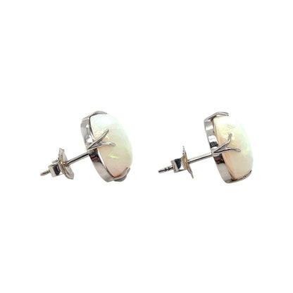 9ct White Gold Opal Stud Earrings