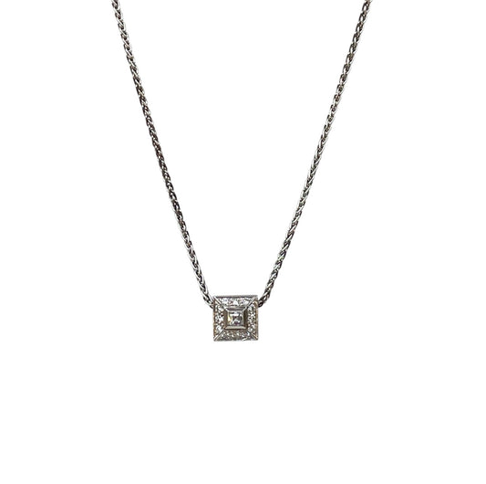 18ct White Gold Diamond Set Pendant & Chain (16")
