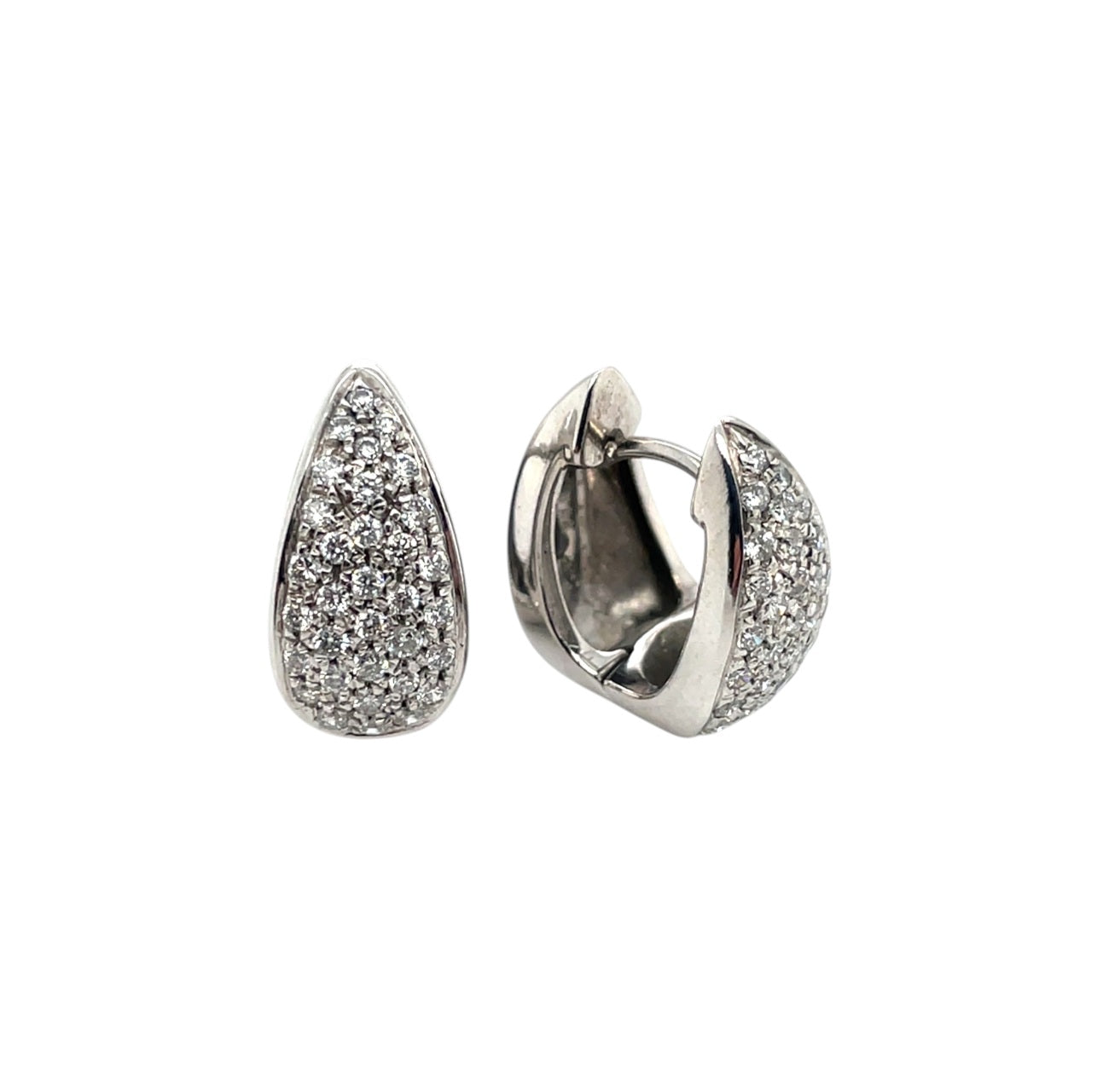 18ct White Gold Diamond Set Hoop Earrings