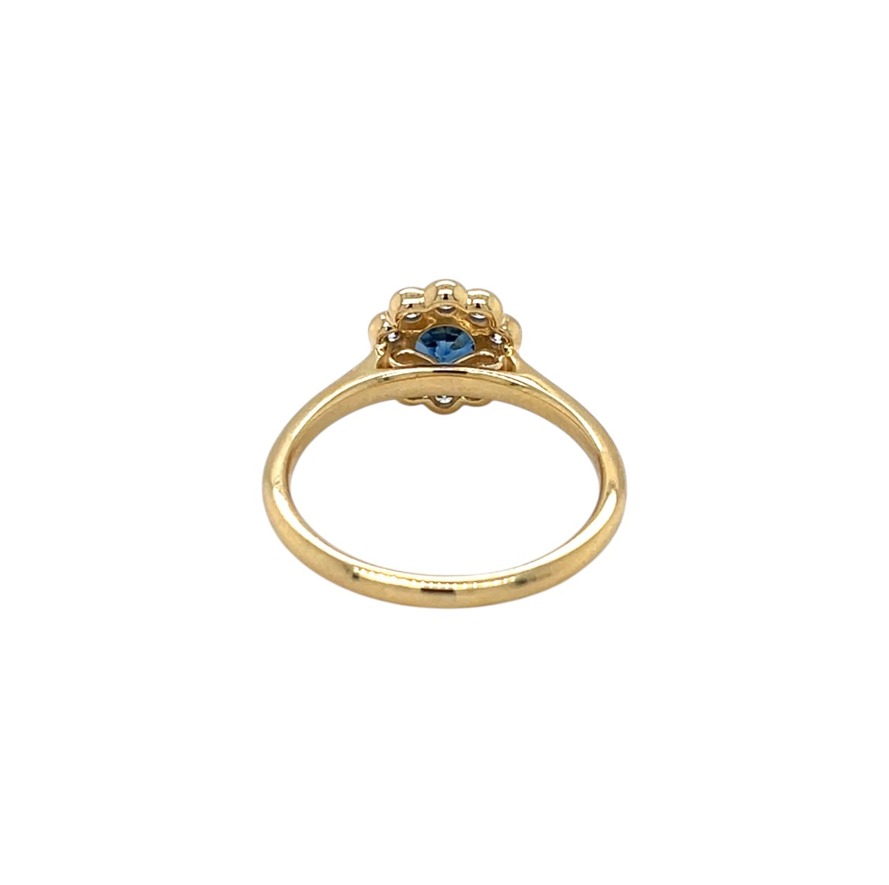 18ct Yellow Gold Sapphire & Diamond Cluster Ring (M)