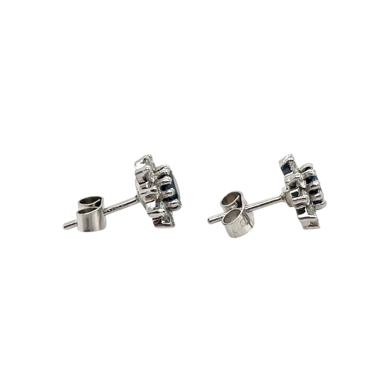 18ct White Gold Sapphire & Diamond Cluster Stud Earrings