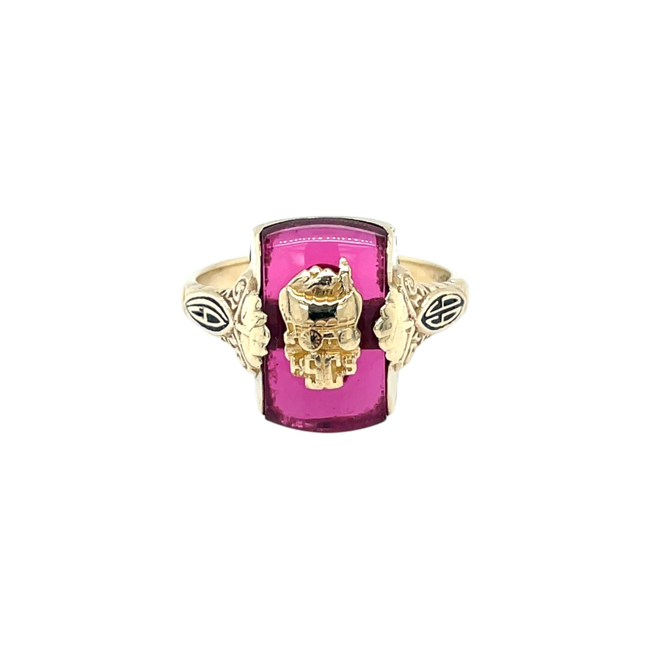 10ct Yellow Gold Synthetic Ruby Signet Ring (Q1/2)