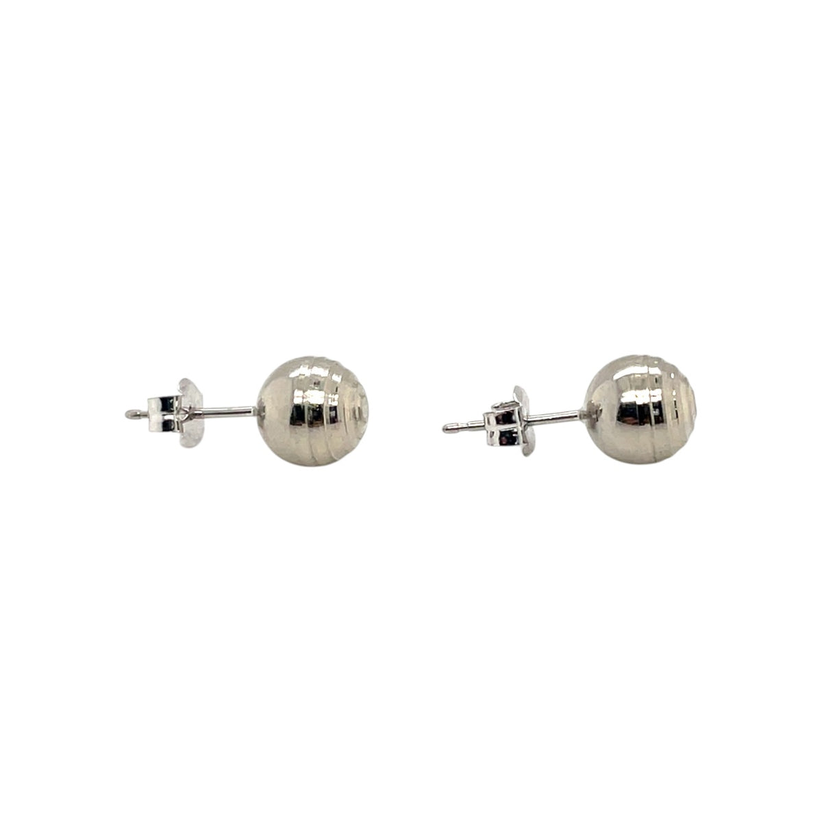 9ct White Gold Striped Ball Stud Earrings (7mm)