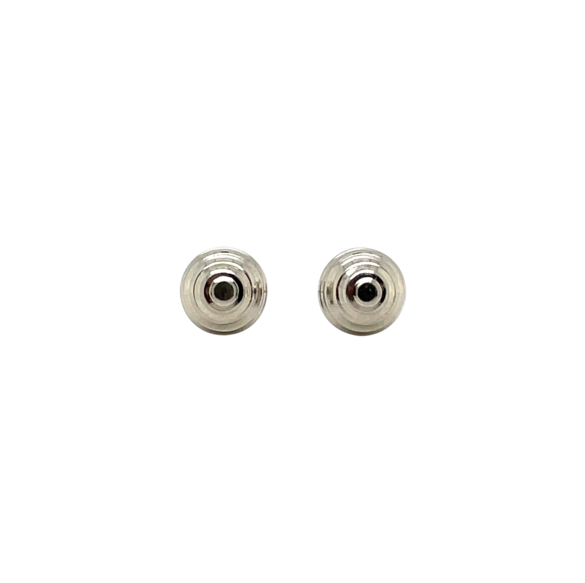 9ct White Gold Striped Ball Stud Earrings (7mm)