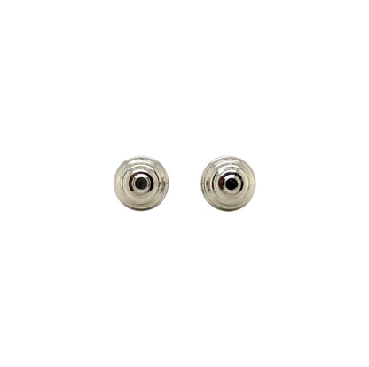 9ct White Gold Striped Ball Stud Earrings (7mm)