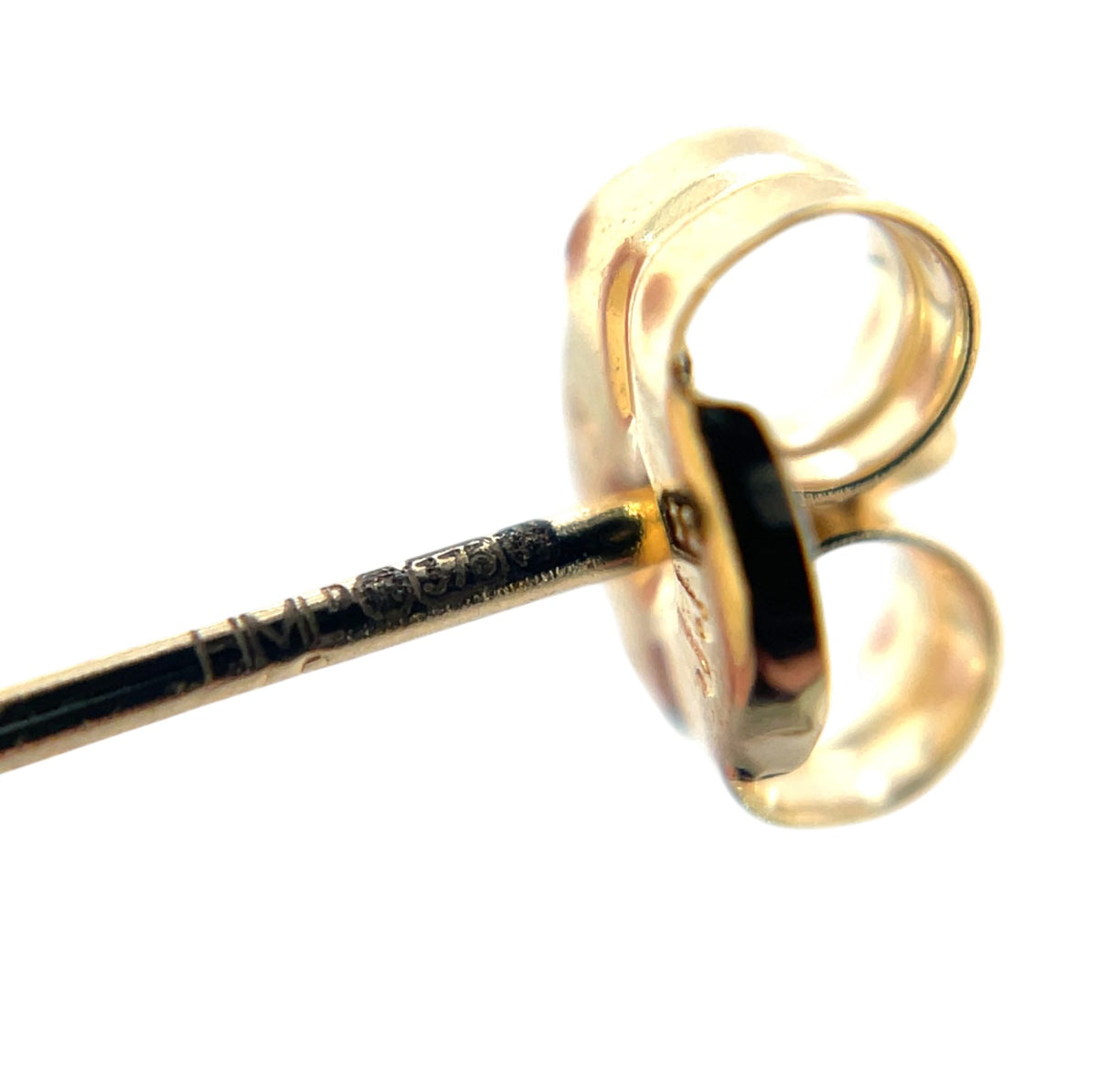9ct Yellow Gold Textured Border Button Pearl Stud Earrings