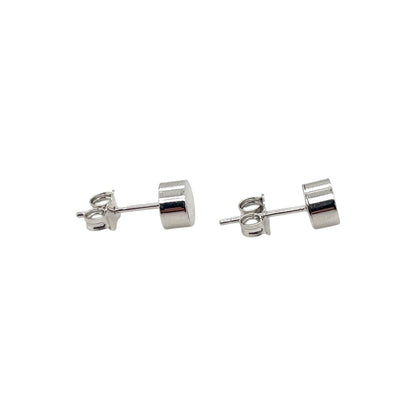 9ct White Gold Polished Circle Stud Earrings (6mm)