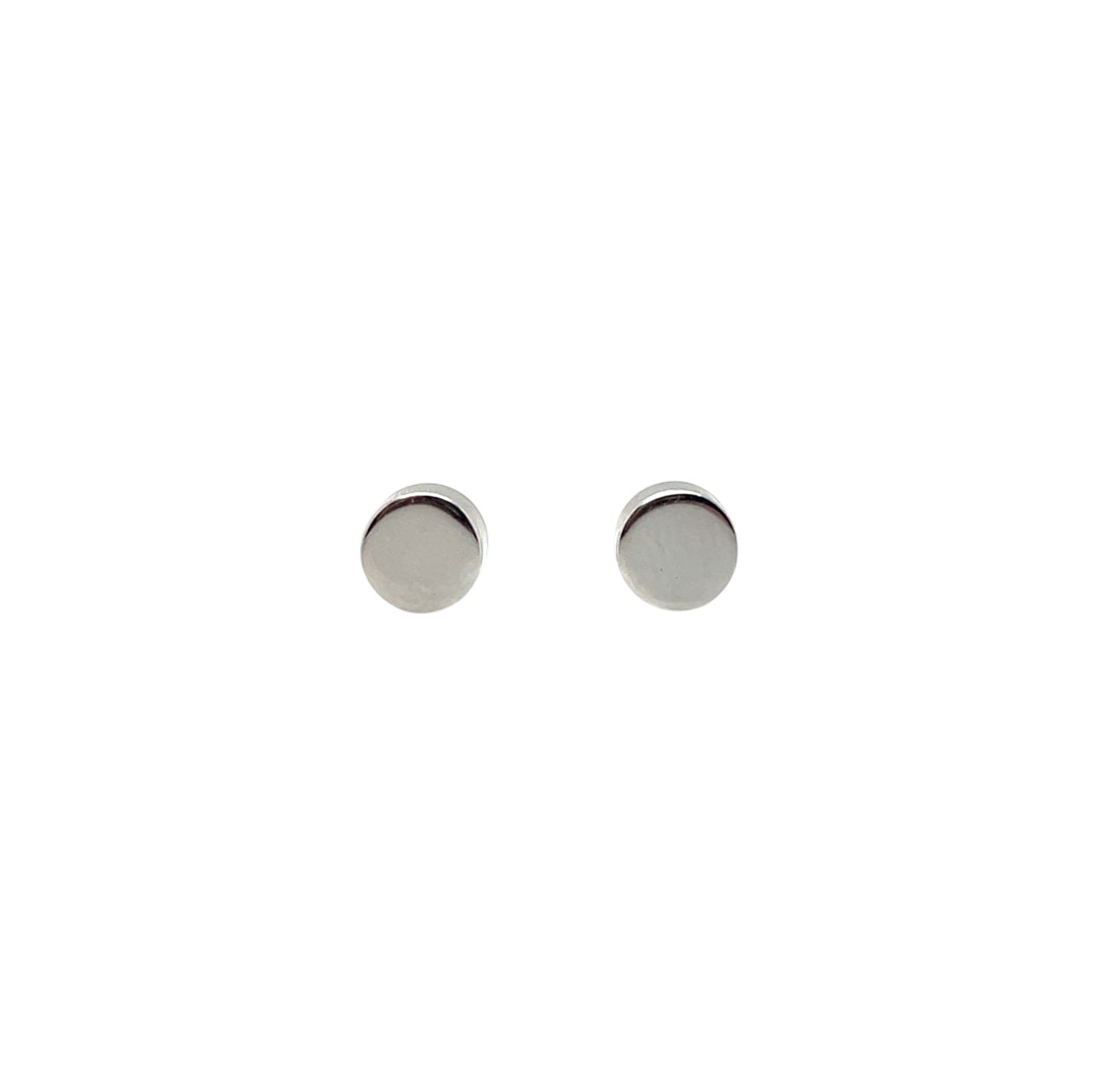 9ct White Gold Polished Circle Stud Earrings (6mm)