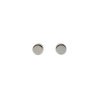 9ct White Gold Polished Circle Stud Earrings (6mm)