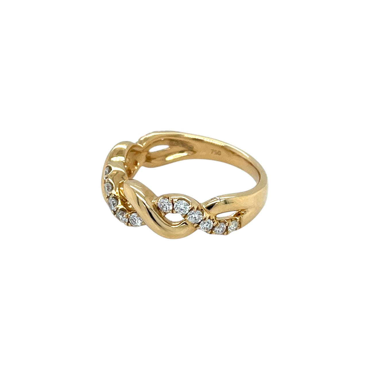 18ct Yellow Gold Diamond Twisted Ring (M1/2)