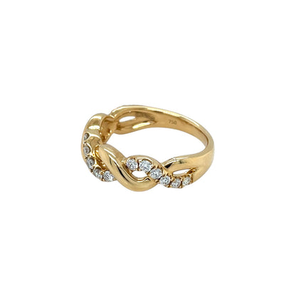 18ct Yellow Gold Diamond Twisted Ring (M1/2)