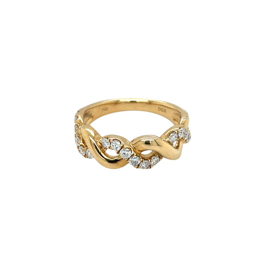 18ct Yellow Gold Diamond Twisted Ring (M1/2)