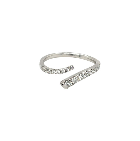 18ct White Gold Diamond X Over Ring (N1/2)