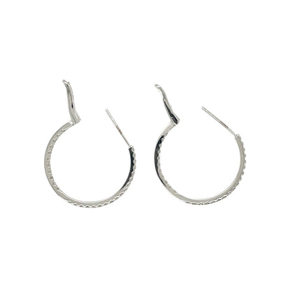 18ct White Gold Diamond Hoop Earrings