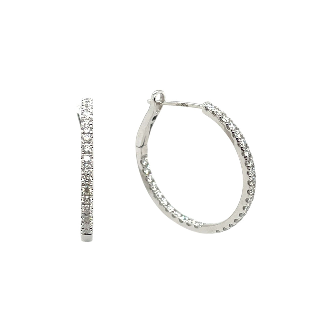 18ct White Gold Diamond Hoop Earrings