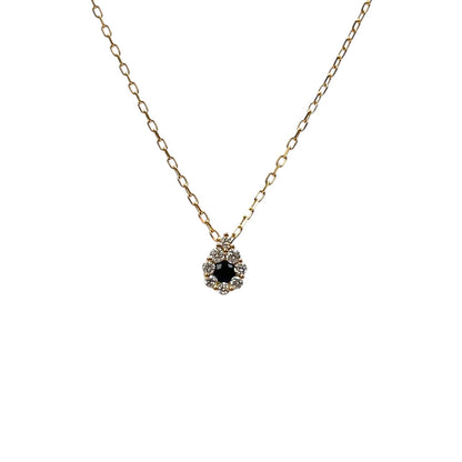 18ct Yellow Gold Sapphire & Diamond Cluster Pendant & Chain (18")